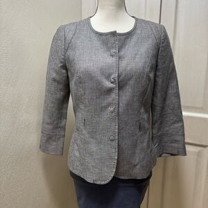 Geraro Darel Women 38 US 6-8 Grey Linen/Woll Blend Blazer 3/4 Sleeve